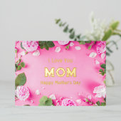 ピンクのフローラフォイル母の日のグリーティングカード 箔シーズンカード (立ち正面)