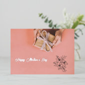 ピンクのフローラフォイル母の日のグリーティングカード 箔シーズンカード (立ち正面)