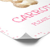 ピンクのフローラフューリーバニー最初の誕生日パーティーサイン ポスター (角)