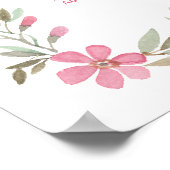 ピンクのフローラフレームの最初のコミュニオンシーティングチャート ポスター (角)