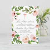 ピンクのフローラフレームの確認 招待状 (スタンド正面)