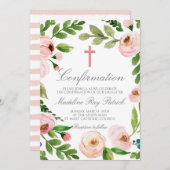 ピンクのフローラフレームの確認 招待状 (正面/裏面)