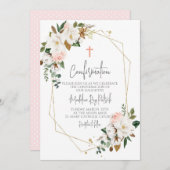 ピンクのフローラフレームの確認 招待状 (正面/裏面)