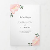 ピンクのフローラフレームエレガントな結婚式 三つ折り招待状 (カバー)