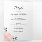 ピンクのフローラフレームエレガントな結婚式 三つ折り招待状 (内部最初)