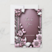 ピンクのフローラフレームサンキューカード サンキューカード (正面)