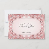 ピンクのフローラフレームサンキューカード サンキューカード (正面)
