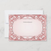 ピンクのフローラフレームサンキューカード サンキューカード (裏面)