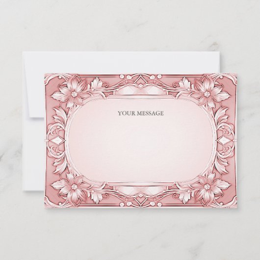 ピンクのフローラフレームサンキューカード サンキューカード (裏面)