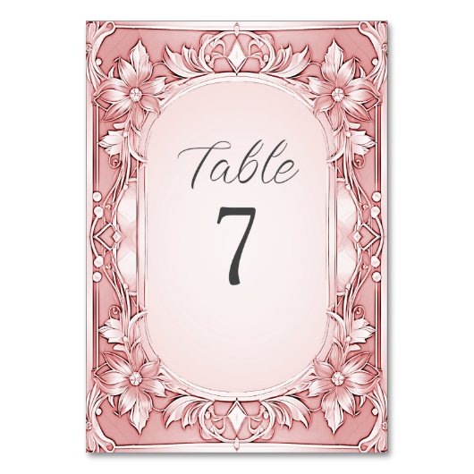 ピンクのフローラフレームテーブル番号 テーブルナンバー (裏面)