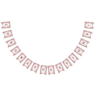 ピンクのフローラフレームバンティングフラグ バンティングフラッグ