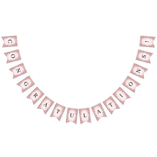 ピンクのフローラフレームバンティングフラグ バンティングフラッグ (全)