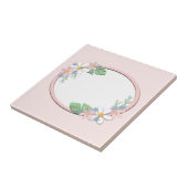 ピンクのフローラフレームラウンドキッズ春かわいいカスタミザ タイル (側面)