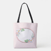 ピンクのフローラフレームラウンドキッズ春かわいいカスタミザ トートバッグ (裏面)