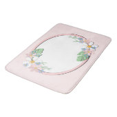 ピンクのフローラフレームラウンドキッズ春かわいいカスタミザ バスマット (アングル)