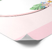 ピンクのフローラフレームラウンドキッズ春かわいいカスタミザ ポスター (角)