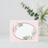 ピンクのフローラフレームラウンドキッズ春かわいいカスタミザ ポストカード (スタンド正面)