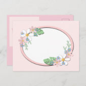 ピンクのフローラフレームラウンドキッズ春かわいいカスタミザ ポストカード (正面/裏面)