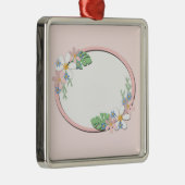 ピンクのフローラフレームラウンドキッズ春かわいいカスタミザ メタルオーナメント (右)