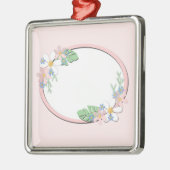 ピンクのフローラフレームラウンドキッズ春かわいいカスタミザ メタルオーナメント (左)
