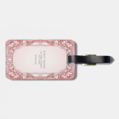 ピンクのフローラフレームラゲージタグ ラゲッジタグ (裏面横)
