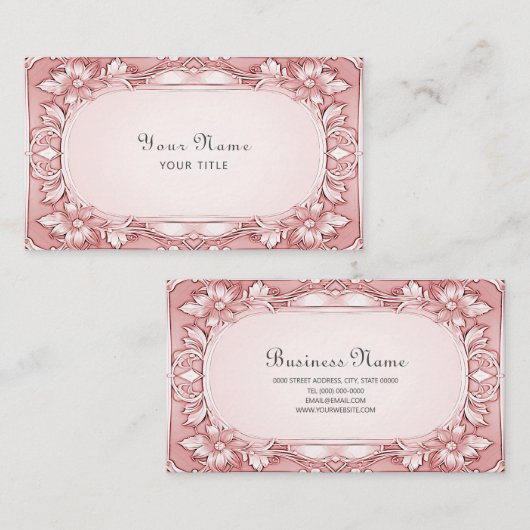 ピンクのフローラフレーム名刺 名刺 (正面/裏面)