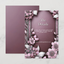 ピンクのフローラフレーム詳細エンクロージャカード エンクロージャーカード