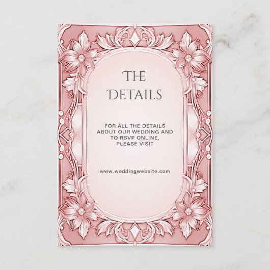 ピンクのフローラフレーム詳細エンクロージャカード エンクロージャーカード (正面)