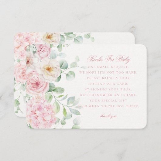 ピンクのフローラブックスアジサイのベビーのための開花 エンクロージャーカード (正面/裏面)