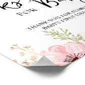 ピンクのフローラブックベビー標識 ポスター (角)