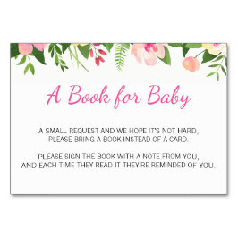 ピンクのフローラブックリクエストカードの挿入物を持参 テーブルナンバー