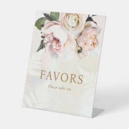 ピンクのフローラブライダルシャワーの好意サイン 台座サイン