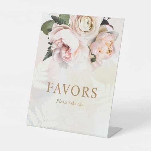 ピンクのフローラブライダルシャワーの好意サイン 台座サイン (正面)