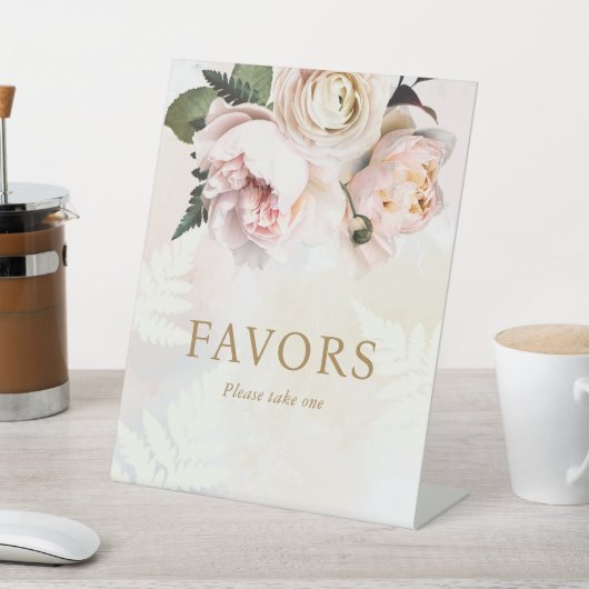 ピンクのフローラブライダルシャワーの好意サイン 台座サイン (インサイチュ)