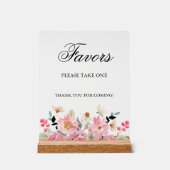 ピンクのフローラブライダルシャワーの好意 アクリルサイン (正面)