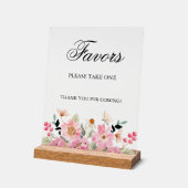 ピンクのフローラブライダルシャワーの好意 アクリルサイン (傾斜)