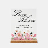 ピンクのフローラブライダルシャワーへようこそ アクリルサイン (正面)