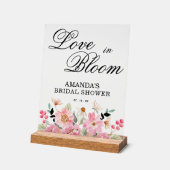 ピンクのフローラブライダルシャワーへようこそ アクリルサイン (傾斜)