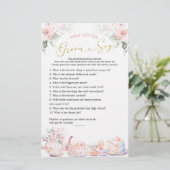 ピンクのフローラブライダルシャワーティーパーティーグルームセー (スタンド正面)