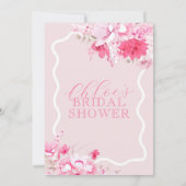 ピンクのフローラブライダルシャワー招待 – Keira 招待状 (裏面)