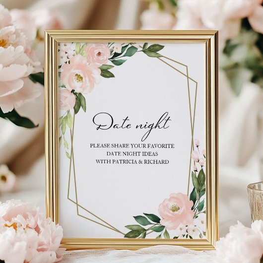 ピンクのフローラブライダルシャワー日の夜の瓶のサイン ポスター