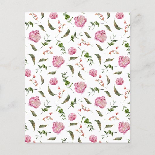 ピンクのフローラブライダルシャワー日付の夜アイディア (裏面)