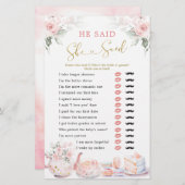 ピンクのフローラブライダルティーパーティー彼は彼女が言った (正面/裏面)