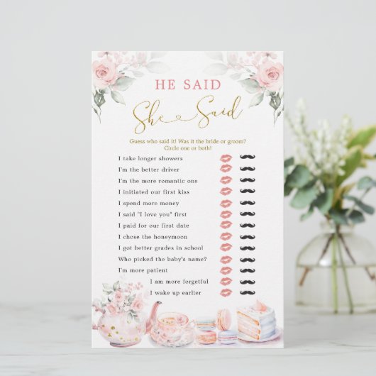 ピンクのフローラブライダルティーパーティー彼は彼女が言った (スタンド正面)