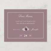 ピンクのフローラブライダルパーティは私の花嫁になる インビテーションポストカード (裏面)