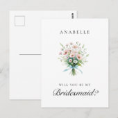 ピンクのフローラブライダルパーティブライドメイド提案 ポストカード (正面/裏面)