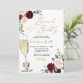 ピンクのフローラブランチとバブリーブライダルシャワー 招待状 (スタンド正面)