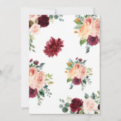 ピンクのフローラブランチとバブリーブライダルシャワー 招待状 (裏面)