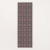 ピンクのフローラブロックパターン（青） ヨガマット (裏面)