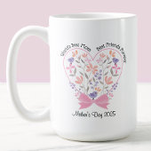 ピンクのフローラブーケとBow Mother's Day コーヒーマグカップ